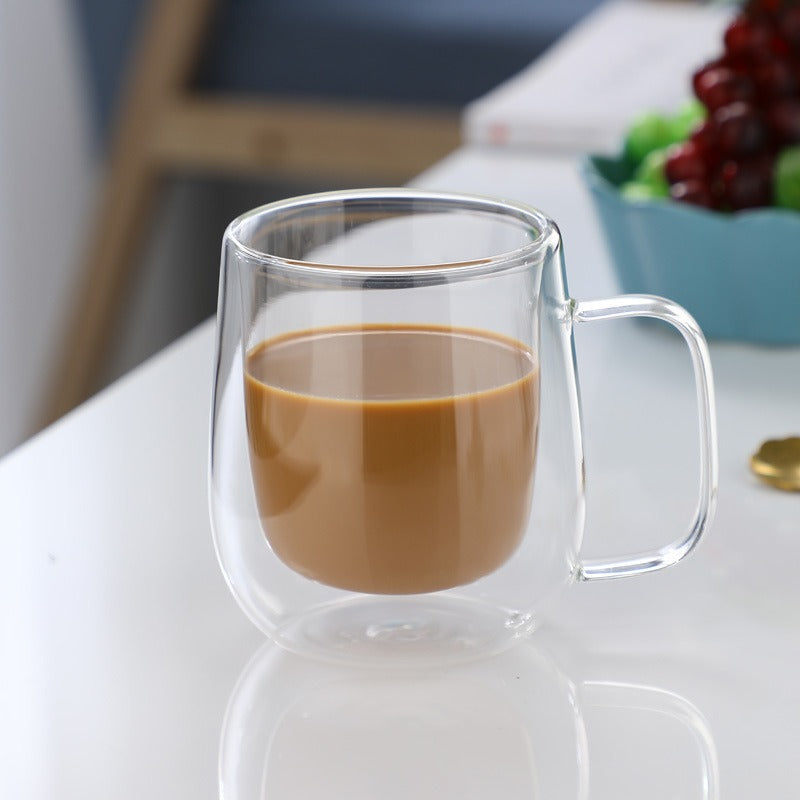 Creative Double Layer Mug with Double Layer Glass Cup and High Borosilicate Glass